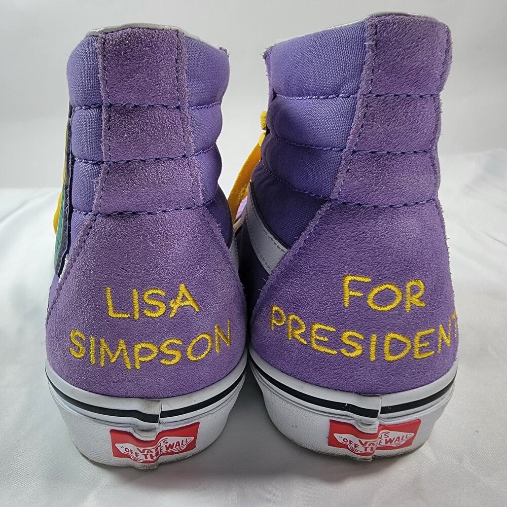Vans Sk8-Hi Lisa Simpson For President Purple & Yellow Women 9/ Men 7.5 Sneakers - Picture 4 of 14